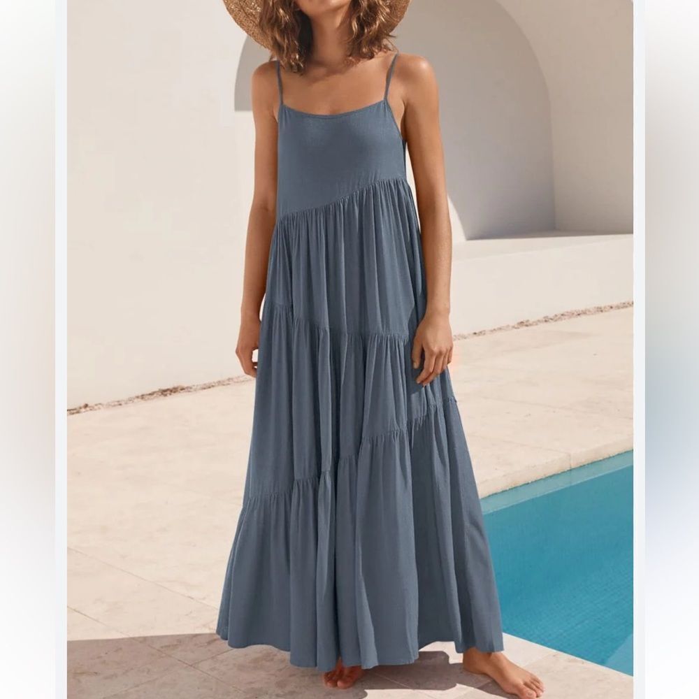 ANRABESS SUMMER SPAGHETTI STRAP BEACH MAXI LONG DRESS | Size Large